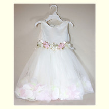 NEW White Pink Flower Petal Beautiful Summer Girl Tulle Ball Gown Dress 3T/ 8T - £28.20 GBP