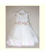 NEW White Pink Flower Petal Beautiful Summer Girl Tulle Ball Gown Dress ... - £27.40 GBP