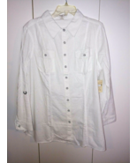COLDWATER CREEK SHAPED LADIES LS/ROLL-UP WHITE BUTTON SHIRT-2X(20.22)-NW... - £29.93 GBP