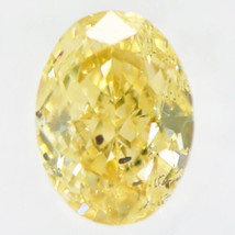 Oval Shape Diamond Fancy Yellow Color Real Loose 0.71 Carat SI2 IGI Certificate - £441.74 GBP