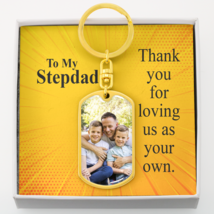 To Step Dad Personalized Thank You Message Dog Tag Pendant Keychain Stainless S - £34.00 GBP+