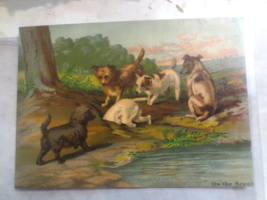 Vintage Victorian Chromo Litho Restein&#39;s Print Dogs &quot;On the Scent&quot; 7.5 x 5.5&quot; - £21.92 GBP