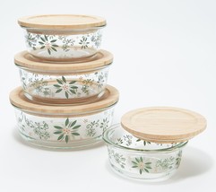 Temp-tations Set of 4 Nestable Glass Storage Set w/ Bamboo Lids in Green - £33.95 GBP