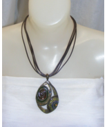 Vintage Four Strand Necklace Brass Toned Pendant Art Deco w Rhinestones - $1,383.23 MXN