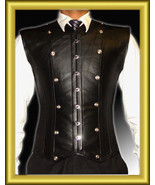 New Mens Pure Nappa LEATHER Steel Bone High Durable Leather Men Corset - £93.81 GBP