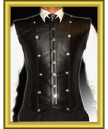 New Mens Pure Nappa LEATHER Steel Bone High Durable Leather Men Corset - £92.66 GBP