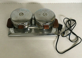 Vintage mid century modern waffle iron double round waffle maker single ... - $29.70