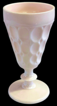 Vintage Pink Milk Glass Goblet Cup Vase Jeanette Thumbprint Pattern - £24.77 GBP