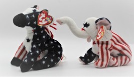 2000 Ty Beanie Baby Righty Elephant And Lefty Donkey Retired w/Tag Misprints Vtg - £135.95 GBP