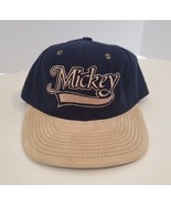 Mickey Mouse Script Font Vintage Disney Snapback Hat Ball Cap Blue Gold USA - $22.08 CAD