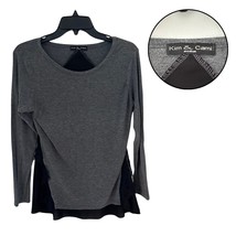 KIM &amp; CAMI Women’s M Gray Black Lace Trim Long Sleeve Layered Hem Casual... - $16.71