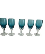 Empoli Italian Teal Blue cobalt twisted stemware 5 Stem Cordials Glass Set - $28.70