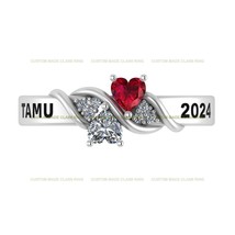 Personalized Heart Class Ring Silver 925 Grad Gift for Women -Essence Collection - £89.95 GBP
