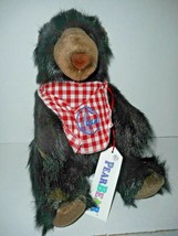 Animal Fair PEAR BEAR Black Grizzly Bear Long Shaggy Fur Long Nose Bandana & Tag - £15.68 GBP