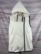 Weekends by Chicos 3 Zip Up Moto Vest Womens XL Hooded Fleece Lined Pocket White - £21.21 GBP