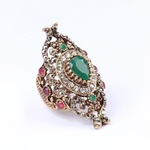 Luxury Turkish Rings For Lady Women Vintage Style Jewelry Full Rhinestone Big Wi - £6.09 GBP