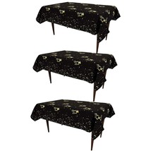 Happy Birthday Tablecloth, Cheers 52 X 90 Inches Rectangle Black And Gold Plasti - £20.77 GBP