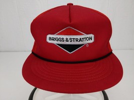 VINTAGE Trucker Hat Cap Snap Back Red Roper Briggs &amp; Stratton USA - £10.86 GBP