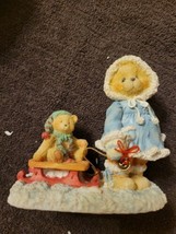 Cherished Teddies Mary 912840 Retired Bear Pulling Teddy On A Sled Figurine Mint - £10.43 GBP