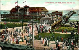 Vtg Postcard 1909 Long Beach CA California - Auditorium and Pier - £5.40 GBP