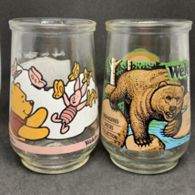 Lot of 2 1997 Welch&#39;s 4&quot; Glass Jelly Jars Disney Pooh Bear Endangered Sp... - $12.86