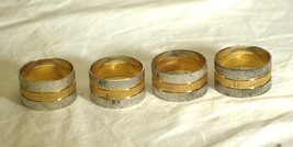Metal Silver Gold Tone Napkin Ring Holders Tableware Set of 4 - £11.67 GBP
