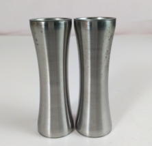 Vintage Foley Script MCM Stainless Silver Salt &amp; Pepper Shakers - $9.69