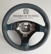 Fits Kia Amanti 04-09 Dark Grey Leather Steering Wheel Cover Diff Seam Colors - £39.30 GBP
