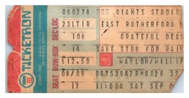 Grateful Dead Concierto Ticket Stub Septiembre 2 1978 Gigantes Stadium Jersey - £89.95 GBP