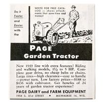 1949 Page Dairy And Farm Garden Tractor Advertisement Vintage Agricultur... - $27.87 CAD