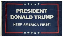 3x5 President Donald Trump Keep America First! Woven Poly Nylon 3&#39;x5&#39; Flag (RUF) - £10.29 GBP