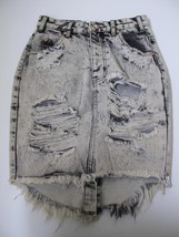 One Teaspoon Distressed Jean Skirt Womens 24 Slit Back Pockets Raw Hem XS - £31.33 GBP