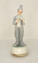Vintage Porcelain Circus Clown Playing Violin Figurine On Rotating Music Box - £19.94 GBP