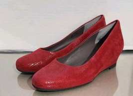 SAS Sofia Red Leather Made in Italy Wedge Pump Shoes Size 7.5 N Narrow NWOB - £65.01 GBP