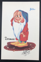 1950s Walt Disney Tobler Chocolates Dormeur Sleepy Dwarf Postcard Snow W... - $18.53