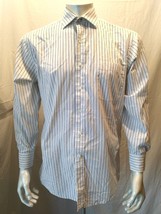 Tommy Hilfiger White Yellow Blue Striped L/S Button Down Dress Shirt Siz... - €6,92 EUR