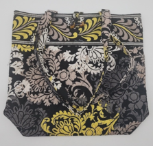 Vera Bradley Retired Baroque Black Yellow Gray Floral Tote Bag - £18.53 GBP