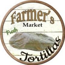 Farmers Market Tortillas Novelty Metal Mini Circle Magnet - £10.41 GBP