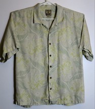 Tommy Bahama Floral Green Hawaiian Short Sleeve Silk Shirt Light Green Yellow XL - £32.73 GBP