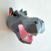 Hippo head papercraft template - £7.99 GBP