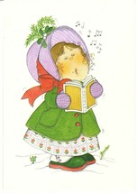 Vintage Christmas Card Caroling Girl 1970&#39;s Hallmark Unused Envelope - £6.95 GBP
