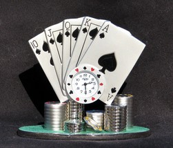 Sanis Poker Hand Desk Clock with Chips and Royal Flush Hand - £35.60 GBP