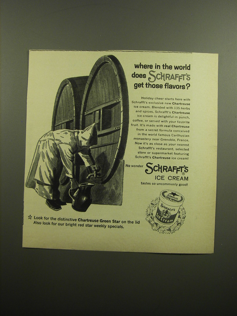 Primary image for 1960 Schrafft's Ice Cream Ad - Where in the world does Schrafft's get