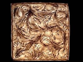 Vintage RETRO  Acetate Scarf Brown Abstract 1950S  Signed Rhodia 26&quot; Squ... - $18.76