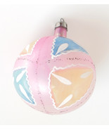 Vintage Round Glass Ball Christmas Tree Ornament Pink Blue Yellow Transl... - £7.95 GBP