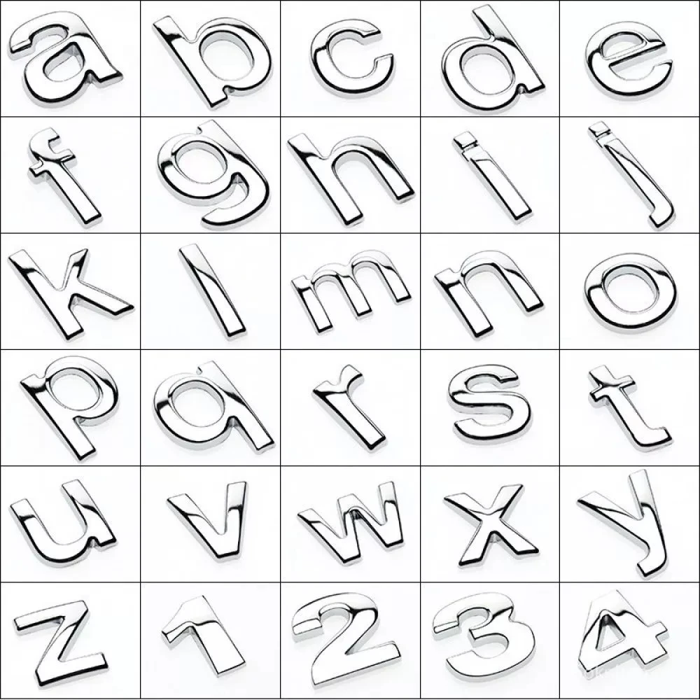1pcs 3D Car Decals 25mm  Diy Lower Case Chrome Numbers and Letters Stick... - $42.98