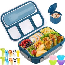 Bento Box, Lunch Box Kids, 1300ML Bento Box Adult Lunch Box 4 Compartment (Blue) - £14.55 GBP