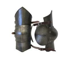 Medieval Poleyn Leg Armor Polished Surface w/ Leather Straps 18GA Metal ... - £99.16 GBP