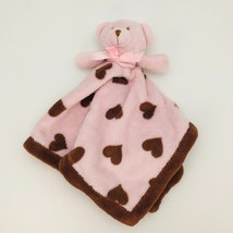 Baby Gear Teddy Bear Lovey Pink with Brown Hearts 18&quot;x18&quot; - £11.99 GBP