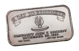 1973 Un Día De Recuerdo - John F Kennedy Por Colonial Casa de Moneda 1 Oz. Plata - £107.84 GBP